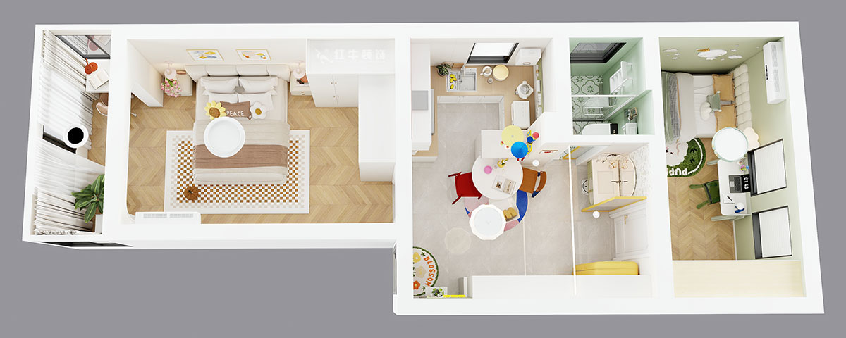 朱彦｜淮海新村7-28-702-57㎡-现代风格｜2室1厅1卫｜老房改造｜定制家｜全包8万｜00_04鸟瞰图